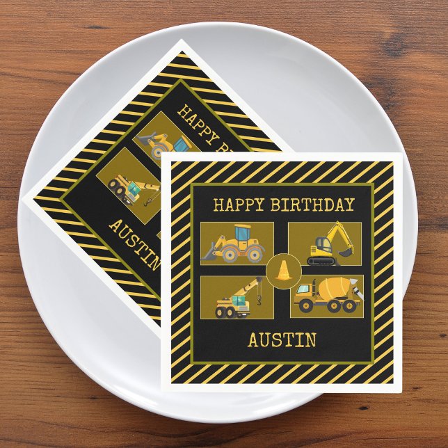 Construction Trucks |  Kids Birthday Party   Napkins (Construction Trucks |  Kids Birthday Party  Supplies)
