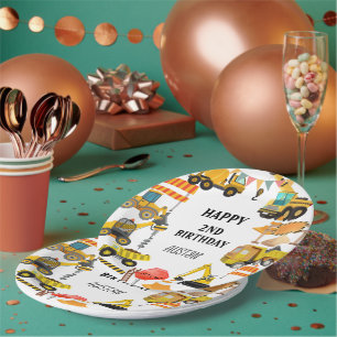 Construction Trucks Kids Birthday Party Paper Plates