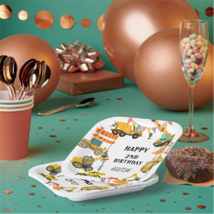 Construction Trucks Kids Birthday Party Paper Plates