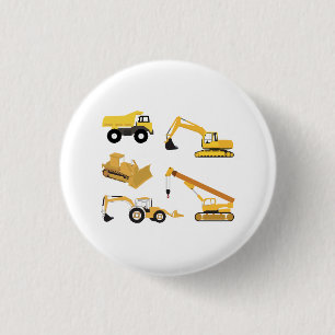 Construction Trucks Kids Button