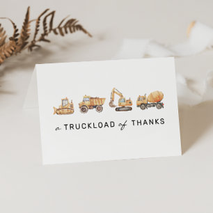 Construction Trucks Modern Birthday Thank You Card