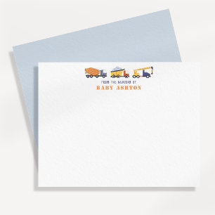 Construction Trucks Nursery Note Card