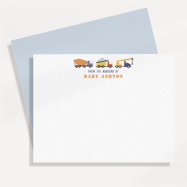 Construction Trucks Nursery Note Card (Creator Uploaded)