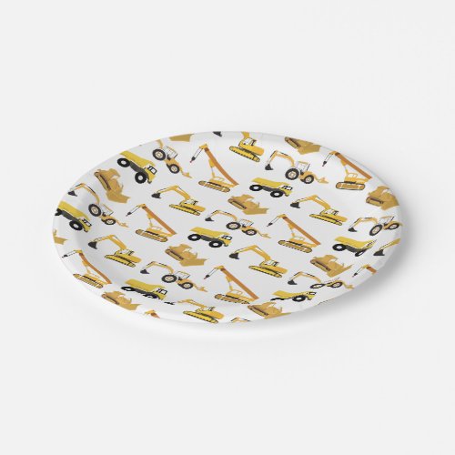 Construction Trucks Paper Plates