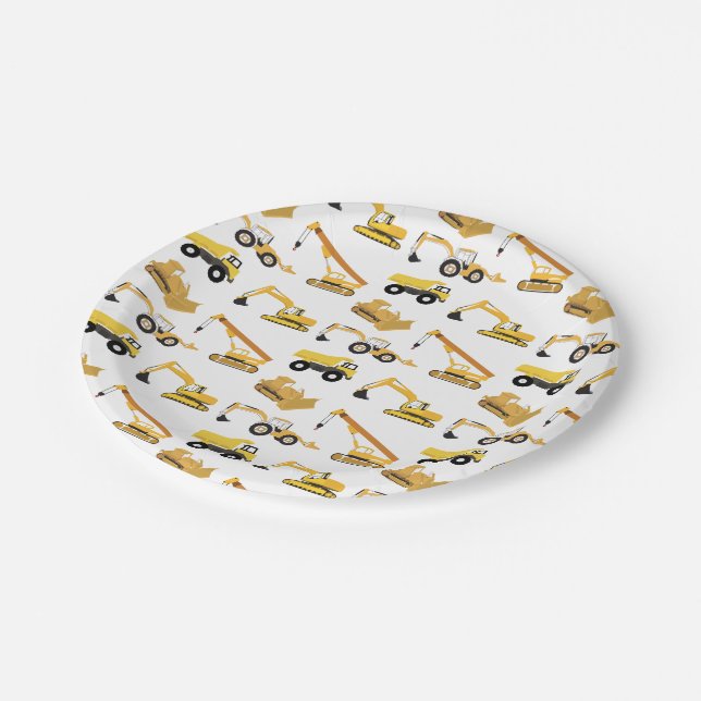 Construction Trucks Paper Plates (Angled)