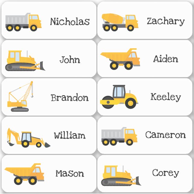 Construction Trucks party favor Sticker (Front)
