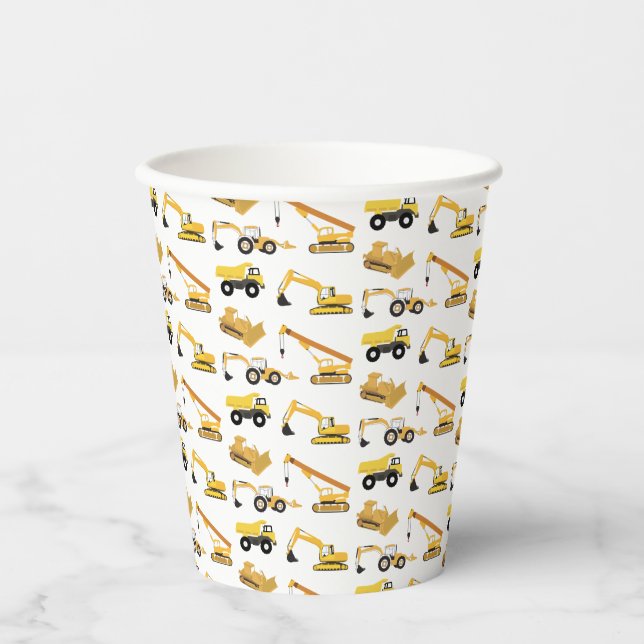 Construction Trucks Party Paper Cups (Front)