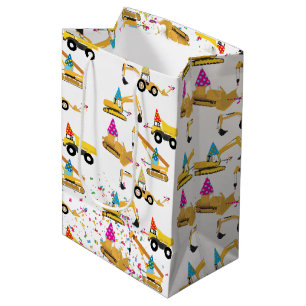 Construction Trucks Party Pattern  Medium Gift Bag