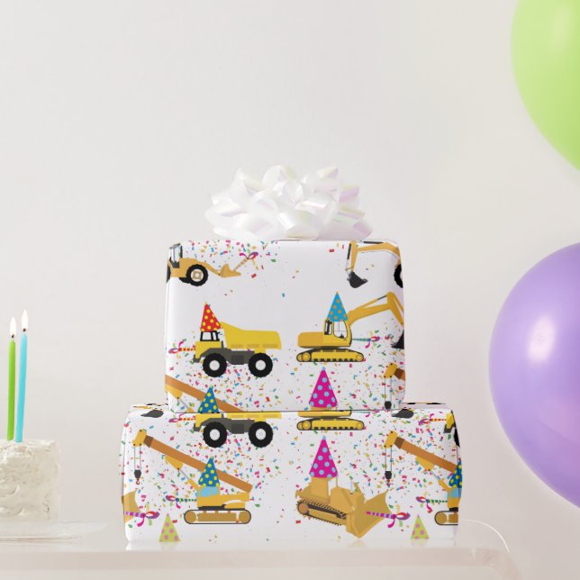 Construction Trucks Party Pattern  Wrapping Paper (Party Gifts)