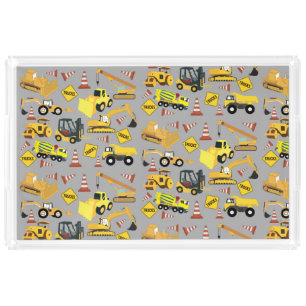 Construction Trucks Pattern Acrylic Tray