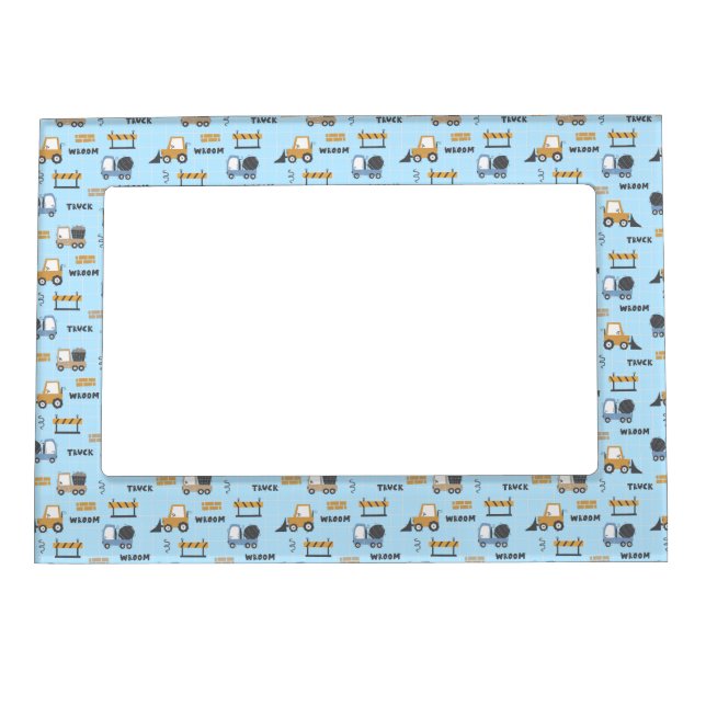 Construction Trucks Pattern Blue Magnetic Frame (Front)
