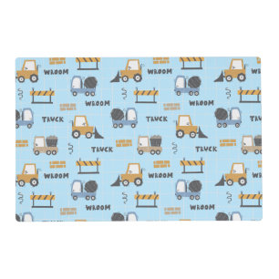 Construction Trucks Pattern Blue Placemat