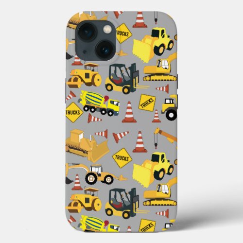 Construction Trucks Pattern  iPhone 13 Case