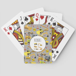 Construction Trucks Pattern Customized Name Poker Cards