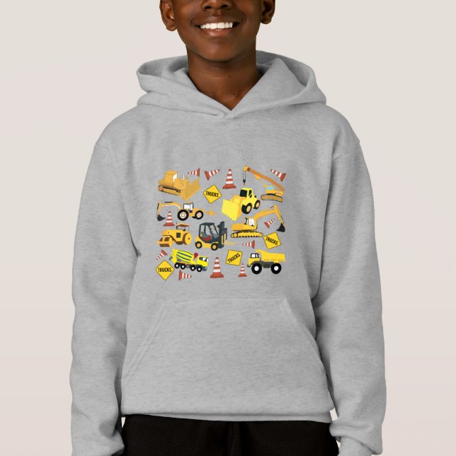 Construction Trucks Pattern Hoodie (Front)
