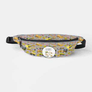 Construction Trucks Pattern Kids Customized Name  Fanny Pack