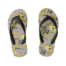 Construction Trucks Pattern Kid's Flip Flops Construction Trucks Pattern Kid's Flip Flops