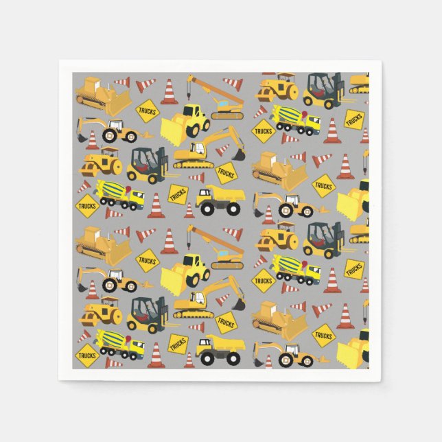 Construction Trucks Pattern Napkins (Front)