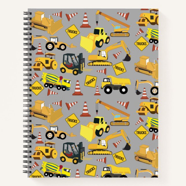 Construction Trucks Pattern Notebook (Front)