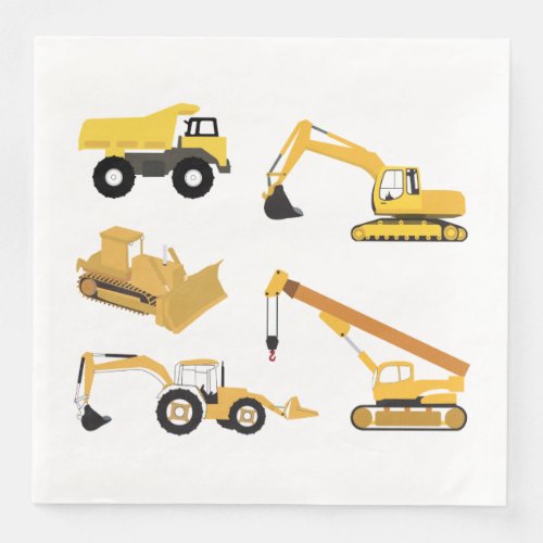 Construction Trucks Pattern Paper Dinner Napkins