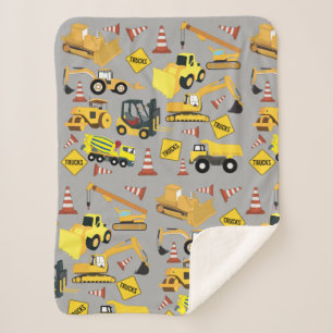 Construction Trucks Pattern Sherpa Blanket