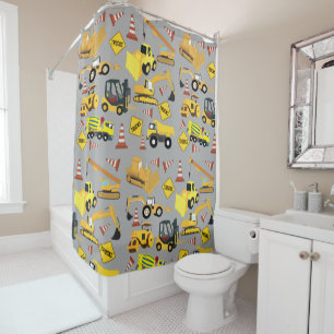 Construction Trucks Pattern Shower Curtain