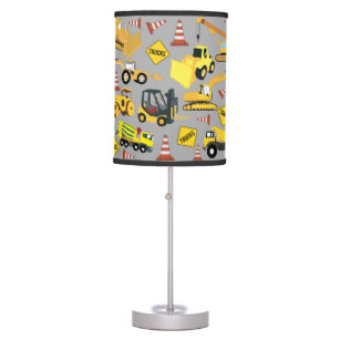 Construction Trucks Pattern Table Lamp