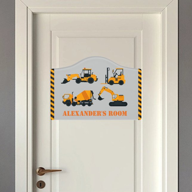 Construction Trucks Personalized Kids Door Sign (Creator Uploaded)