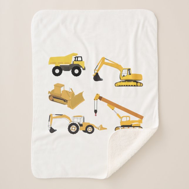 Construction Trucks Sherpa Blanket (Front)