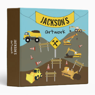 Construction Trucks Site Artwork Artist Keepsake 3 Ring Binder