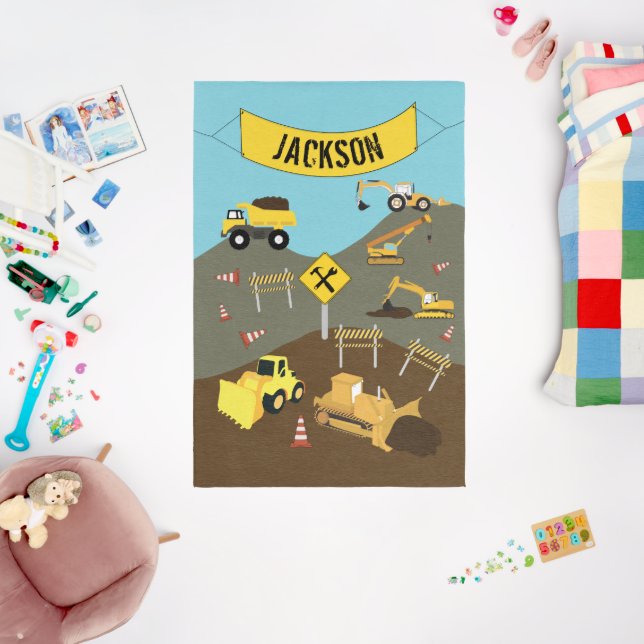 Construction Trucks Site Boys Bedroom Nursery Outdoor Rug (Insitu (Babyroom))