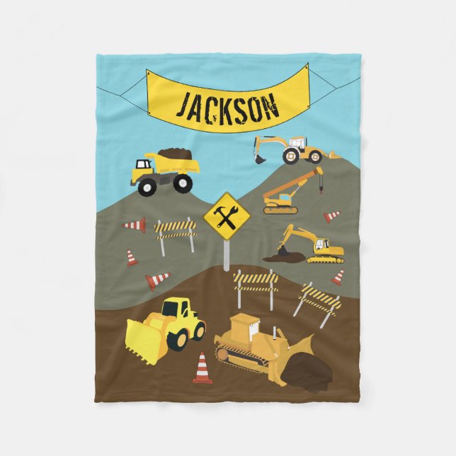 Construction Trucks Site Theme  Fleece Blanket (Front)