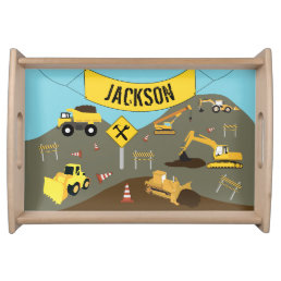 Construction Trucks Site Theme  Serving Tray