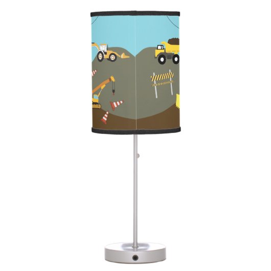 Construction Trucks Site Theme Table Lamp (Back)
