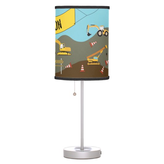 Construction Trucks Site Theme Table Lamp (Right)