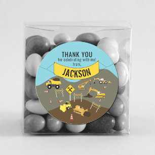 Construction Trucks Site Theme Thank You Classic Round Sticker