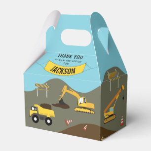 Construction Trucks Site Theme Thank You Favor Boxes