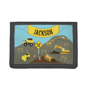 Construction Trucks Site Theme Tri-fold Wallet