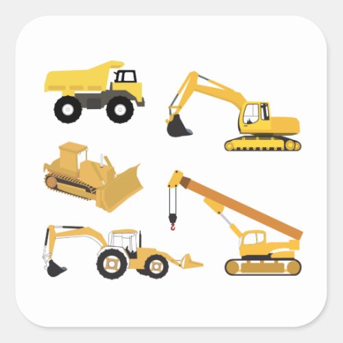Construction Trucks Square Sticker