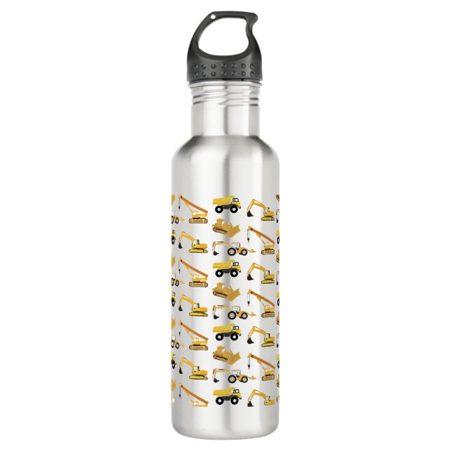 Construction Trucks Stainless Steel Water Bottle (Front)