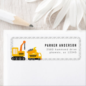Construction Trucks Theme Address Label