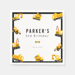 Construction Trucks Theme Birthday Napkins