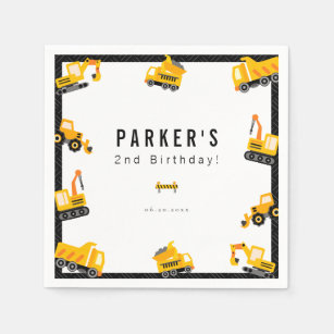 Construction Trucks Theme Birthday Napkins