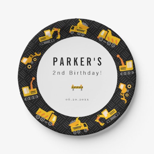 Construction Trucks Theme Birthday Paper Plates