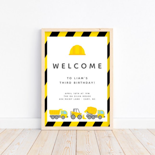 Construction Trucks Theme Birthday Party Welcome Poster (Creator Uploaded)