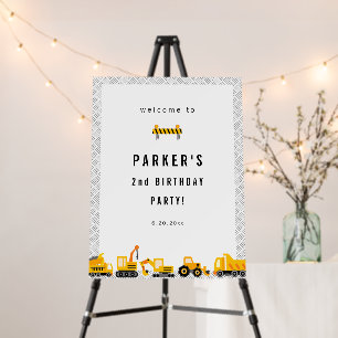 Construction Trucks Theme Birthday Welcome Foam Board