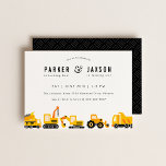 Construction Trucks Theme Joint Birthday Invitation<br><div class="desc">Cute construction trucks theme,  joint birthday party invitation.</div>