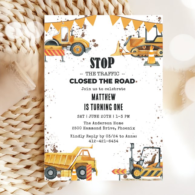 Construction Trucks Theme Joint Birthday  Invitation (Creator Uploaded)