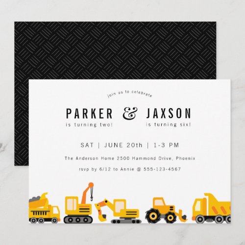 Construction Trucks Theme Joint Birthday