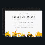 Construction Trucks Theme Joint Birthday Invitation<br><div class="desc">Cute construction trucks theme,  joint birthday party invitation.</div>